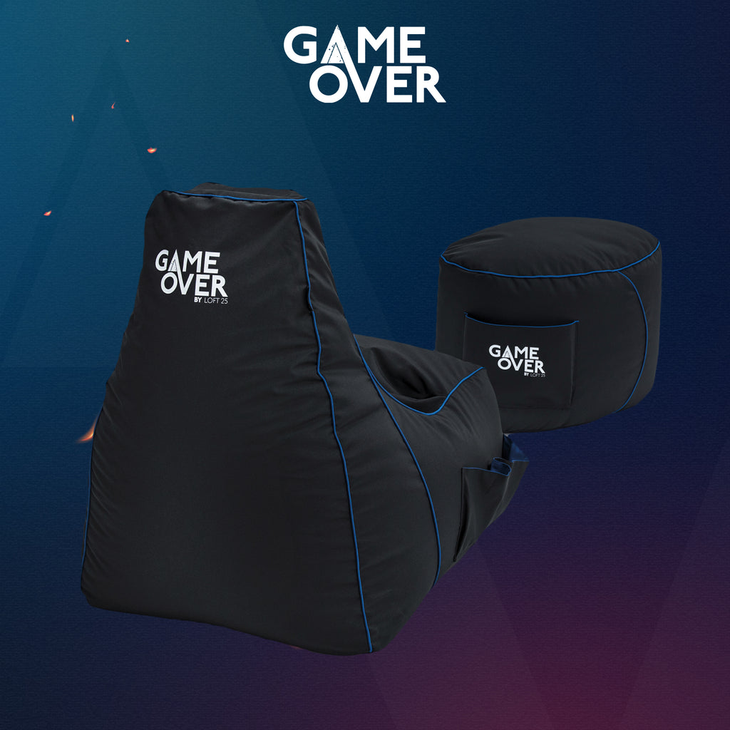 Video Gaming Bean Bag Chair Footstool High Back Beanbag Chair Footrest